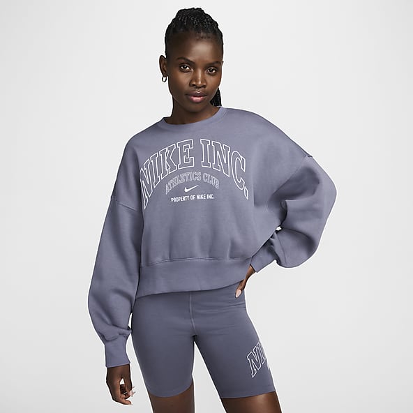 Nike women's grey crew neck hotsell